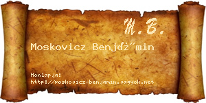 Moskovicz Benjámin névjegykártya